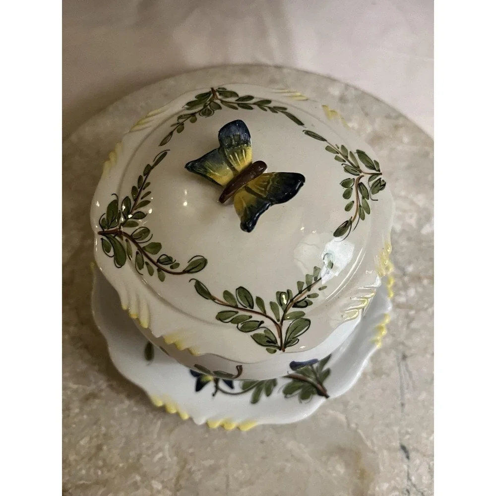 Vintage Italian Stamped Porcelain Butterfly Soup Bowl Excellent Condition